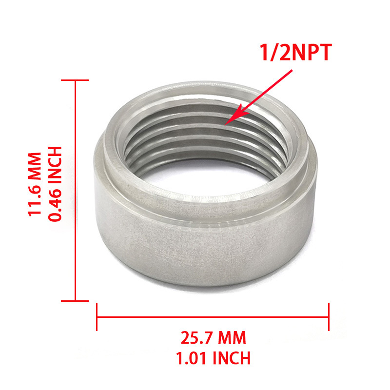 Tuerca de fijación de acero inoxidable 304 de soldadura de tubo de escape de automóvil modificado Tuerca redonda de rosca interna 1/2NPT universal