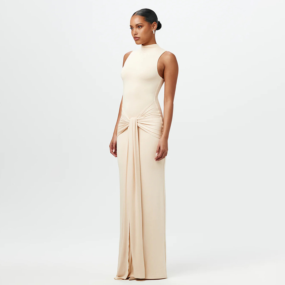 2024 verano nuevo estilo europeo y americano ropa de mujer transfronteriza moda de color sólido cuello redondo sin mangas correa delgada vestido de cadera para mujeres image 4
