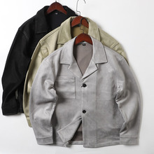 力荐！外贸男装工厂尾货复古麂皮绒休闲西装外套男便西西服夹克潮