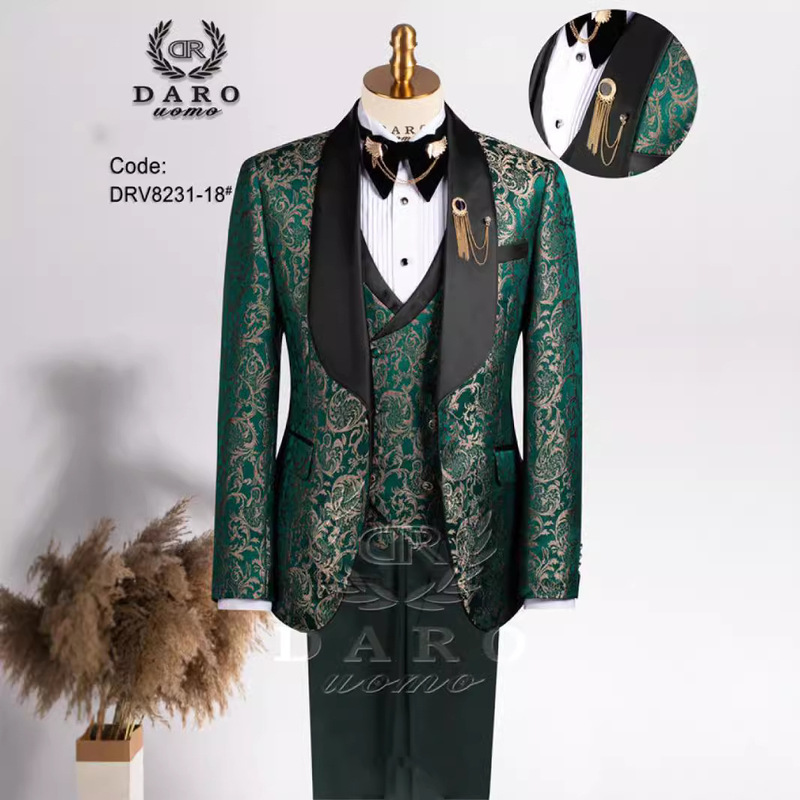 Spring 2024 cross-border plus size men's jacquard suit wedding dress bridegroom suit suit host costume Spring 2024 cross-border plus size men's jacquard suit wedding dress bridegroom suit suit host costume