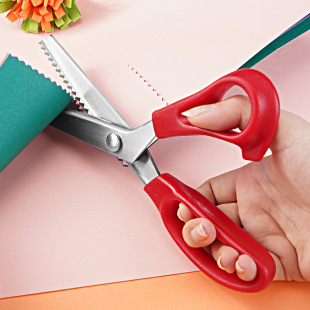 Stainless Steel Red Handle Tailor's Scissors Serrated Scissors Triangle Scissors Leather Scissors Clothing Scissors DIY Tooth Cloth Scissors in Stock