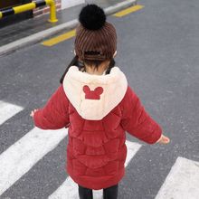 女童冬装丽丝绒长款棉衣外套经典时尚手塞棉女孩加厚加绒韩版棉衣