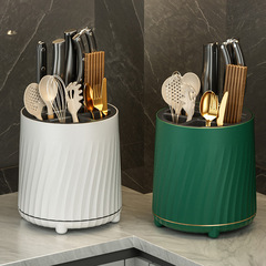 廚房旋轉刀架置物架一體收納盒菜刀架子家用多功能台面筷子筒刀架