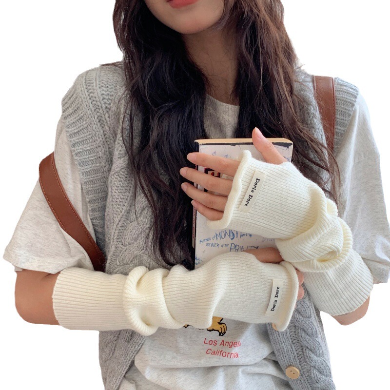 韓国の腕のカバーの女性の秋冬の保温の腕の長袖のニットのセーターの偽の袖は指の手袋の半分の袖を露出します。|undefined