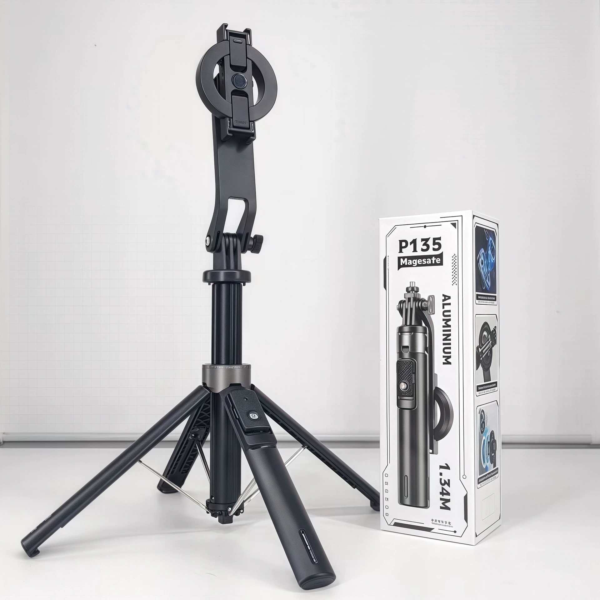 P135 магнитная палка для селфи Bluetooth с дистанционным управлением, камера, мобильный телефон, прямая трансляция, заполняющий свет, магнитная селфи, четырехногий кронштейн