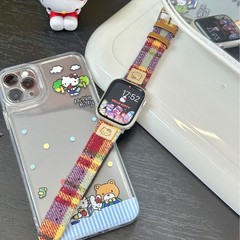ケイティ虹格子革バンド适用アップル腕时计iwatch10世代987654Ultra/SE