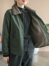 清仓捡漏~外贸原单出口加绒羊羔毛外套女大码加厚短棉衣夹棉棉服