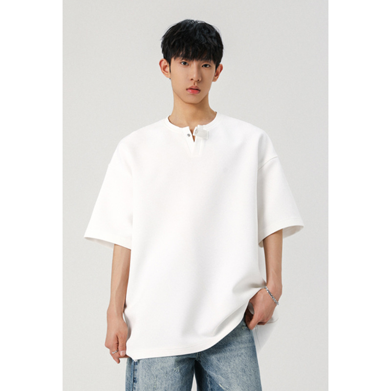 Hong Kong-style American High Street Brand Versatile Men's T-shirt, 2025 Summer New Model, Loose Fit, Trendy Solid_voghion.com