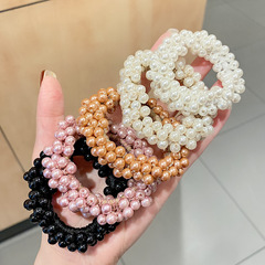 South Korea's Dongdaemun new headband rubber band hair tie Korean version braided pearl hair tie rubber band hair accessories head flower