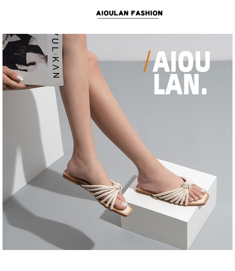 Tek Kelime Örgülü Düz Sandalet Ve Terlik Yaz Modası Hollow Beach Terlik_voghion.com