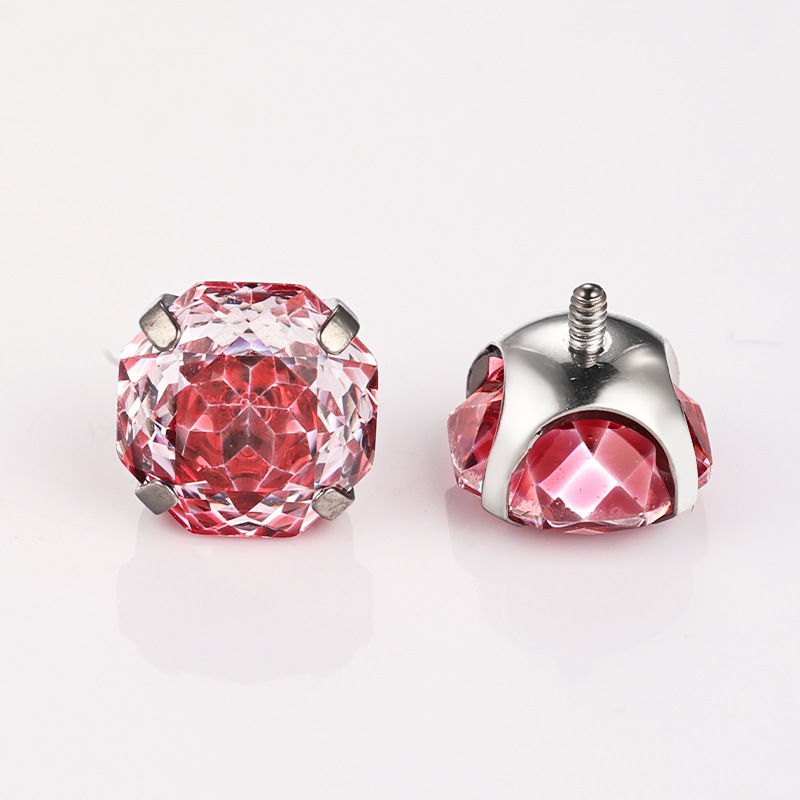 Zesen F136 Titanium Earrings Eight-sided Heart-cut Rose Cut Bowl-holder Round Bottom Earrings G23 Titanium Piercing Jewelry detail image 14