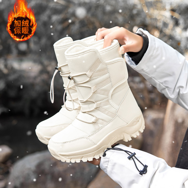 Botas de nieve al aire libre del noreste para mujer tubo medio más terciopelo grueso zapatos de esquí Xuexiang montaña Changbai zapatos Harbin piel y piel