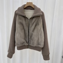 海宁2024冬季新款高级感水貂毛鹅绒服女短款针织皮草小个子外套女