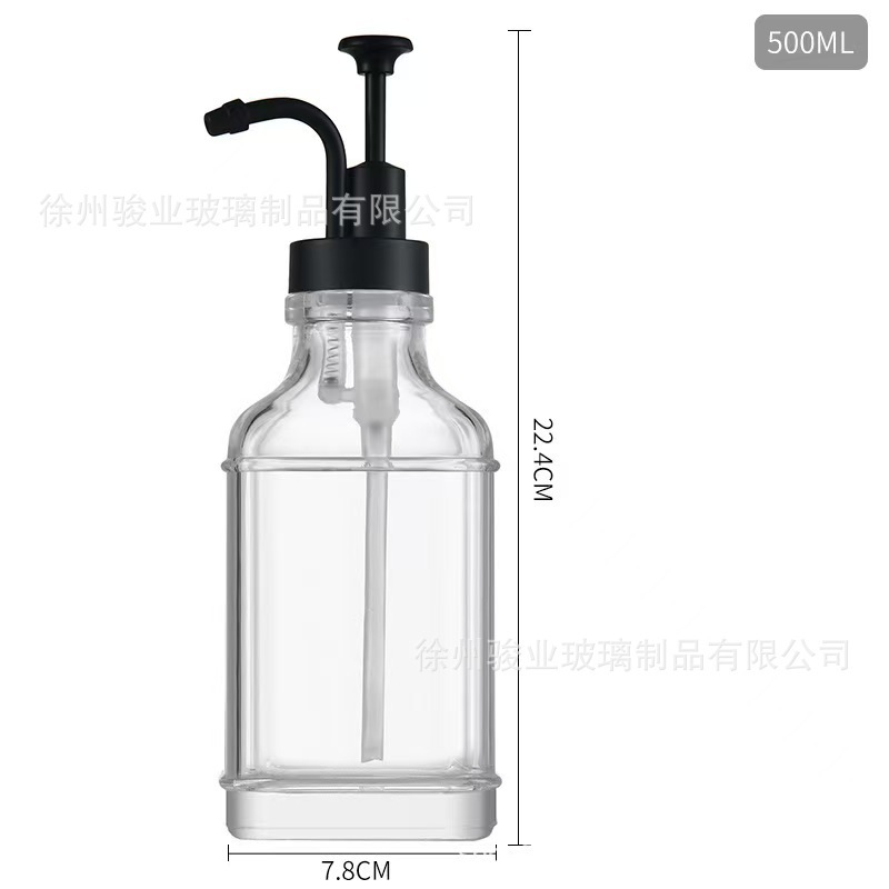 Amazon vidrio blanco cristalino 500ml emulsión jabón desinfectante de manos botella dispensador de café botella de jarabe