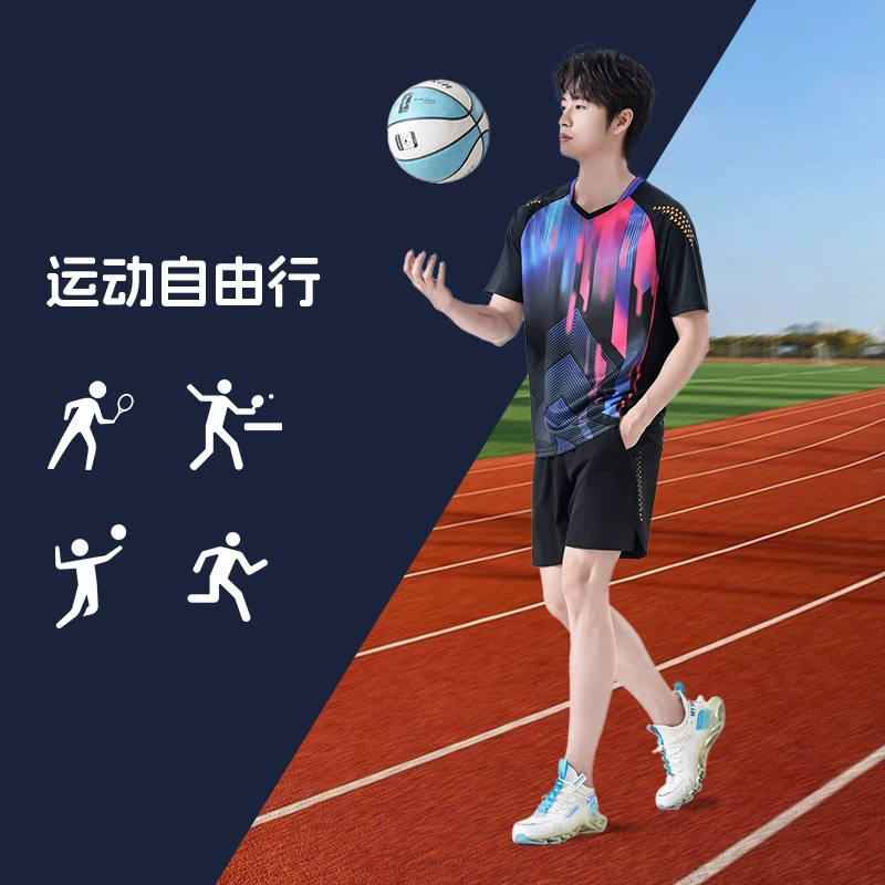 Set for men and women for table tennis, sports suit, quick dry football uniform for training, with short sleeve