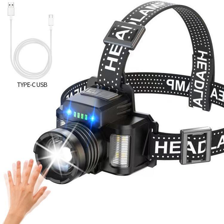 クロスボーダー新誘導白色レーザー USB 充電赤青白色光 LED 光学ズーム多機能屋外ヘッドライト|undefined