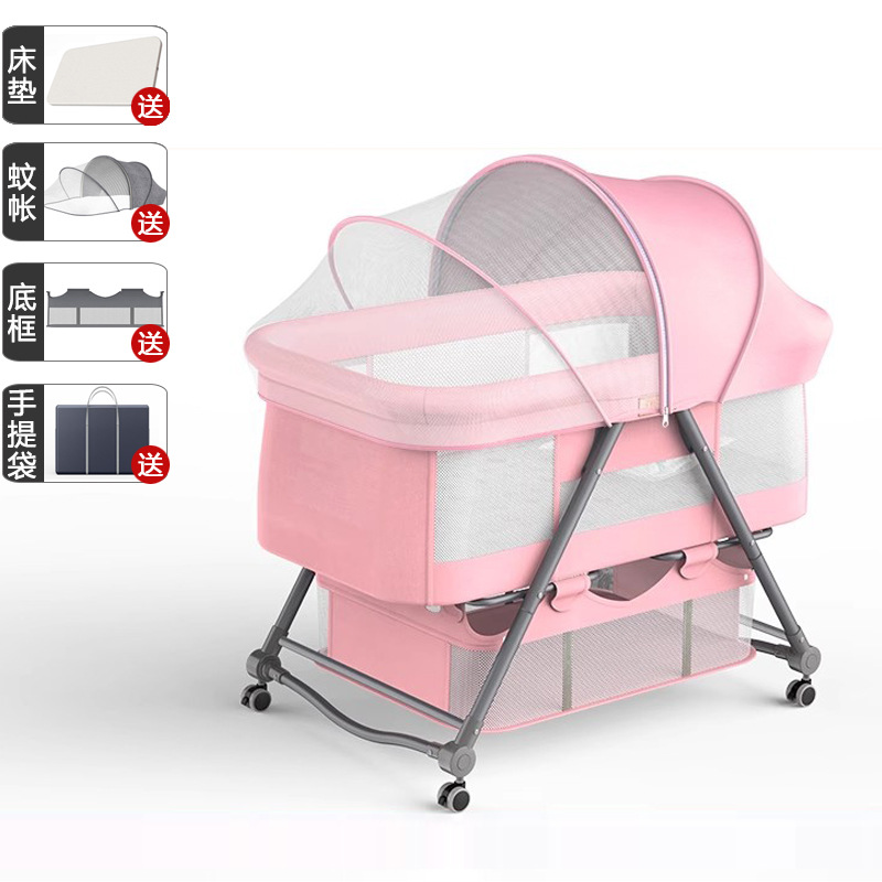 Cuna portátil plegable Cuna Cama con rodillo móvil cama de bebé BB dormir recién nacido cama de empalme