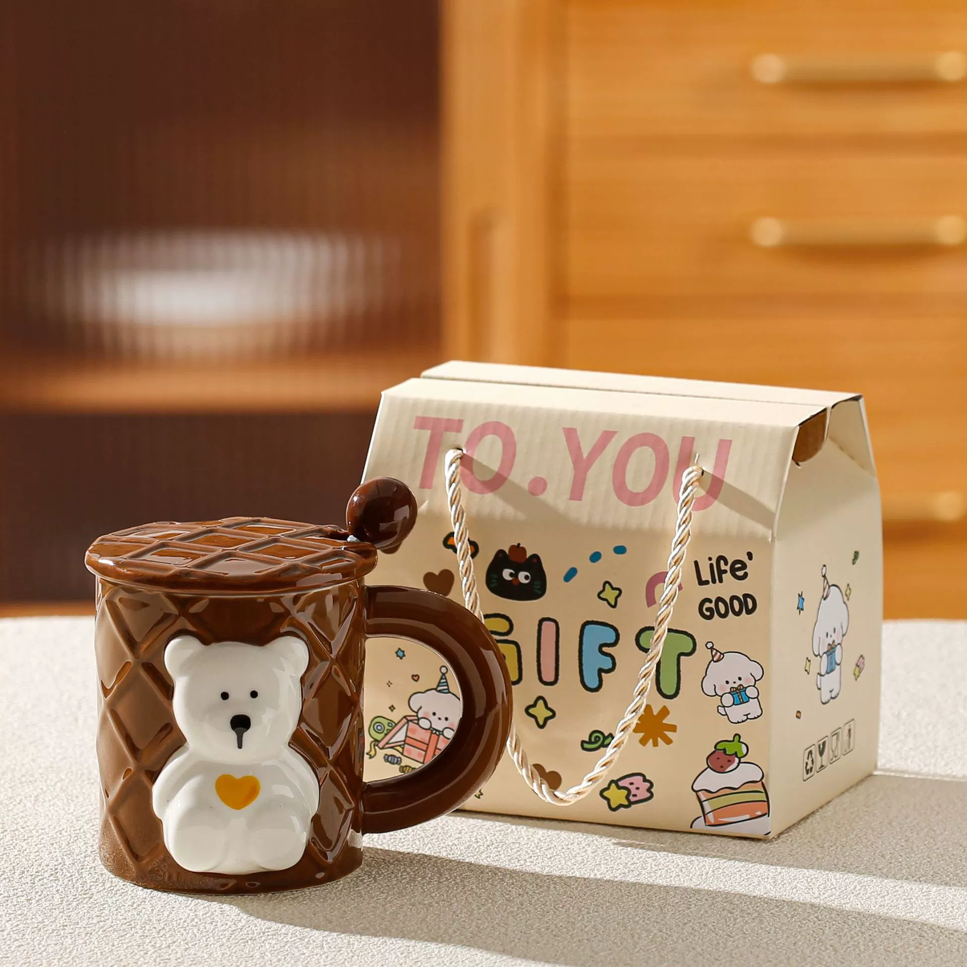 Посудная кружка в виде медведя из молочной керамики с чашкой с Cartoon кофе водяная кружка высоким внешним видом пара日
