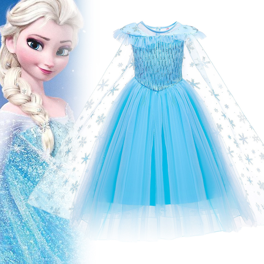 Frozen reina de nieve reina Elsa princesa vestido Frozen Elsa vestido mullido vestido de hilo de ropa de niña
