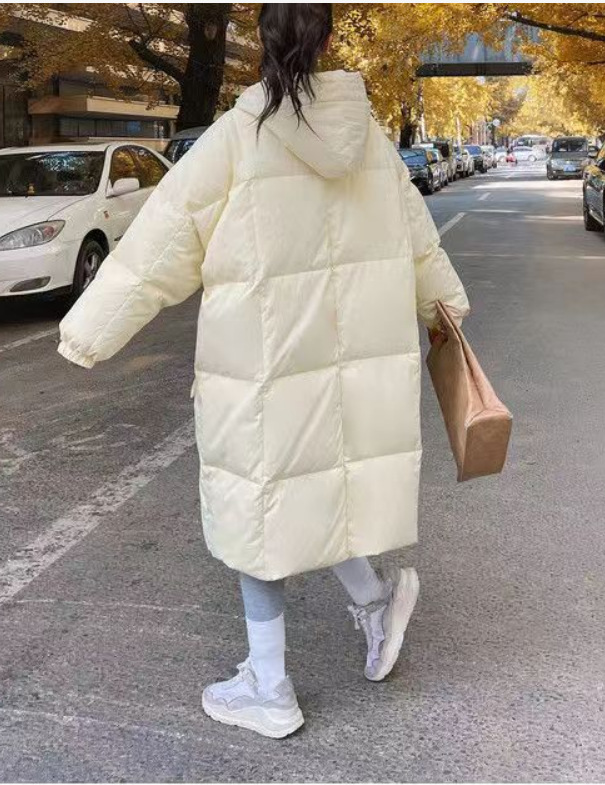奶黄羽绒棉服女中长款2022年冬季新款韩版chic面包服棉衣加厚外套详情8