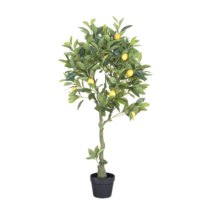 Simulación de planta de interior con fruta con maceta de árbol de limón Decoración del hogar Plantas verdes en maceta Simulación de árbol de limón naranjo