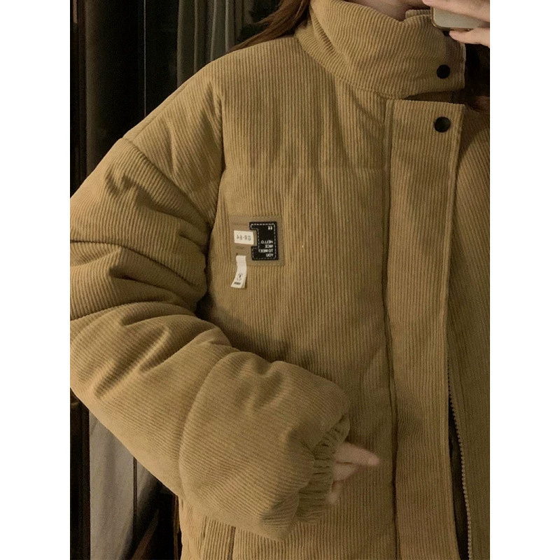 Corduroy winter keep warm down jacket for students, Korean style, increased thickness, for beloved
