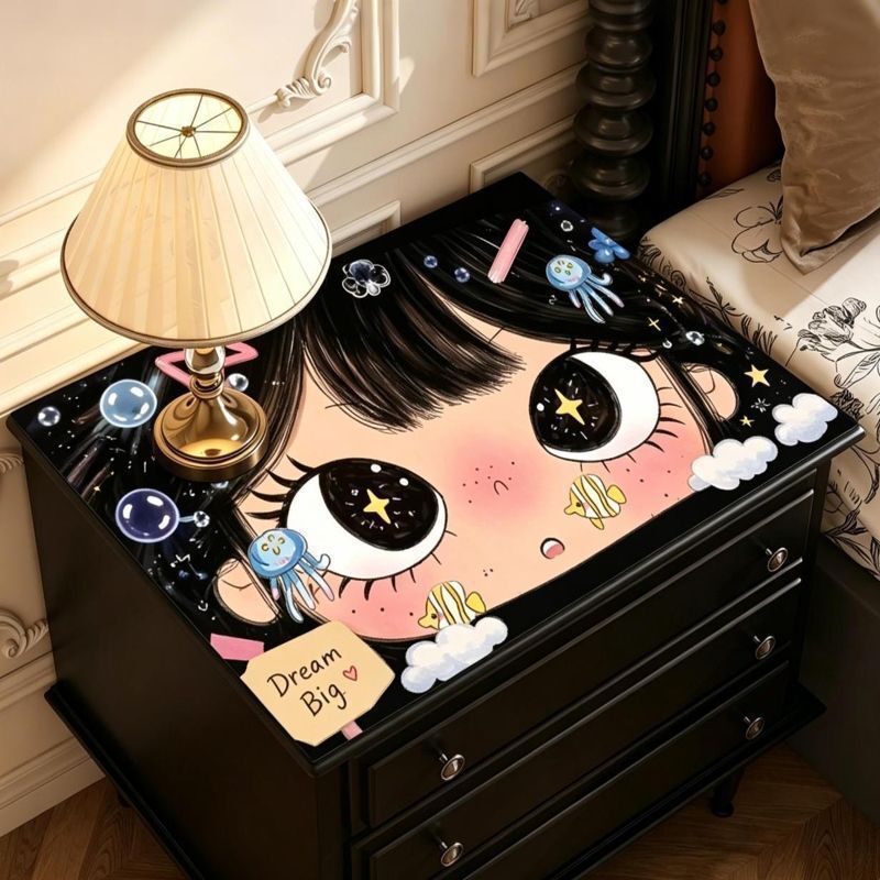 Cute cartoon-style bedside table mat, sunscreen and dustproof cover, household refrigerator and microwave oven mat, stain-resistant diatomaceous earth mat