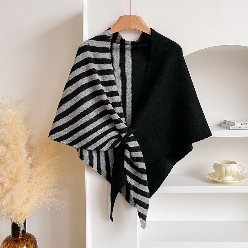 Bufanda Triangular de Lana Estilo Casual 2025 para Mujer, Calentador de Cuello para Otoño e Invierno, Chal Grande de Color Sólido para Habitaciones con Aire Acondicionado.
