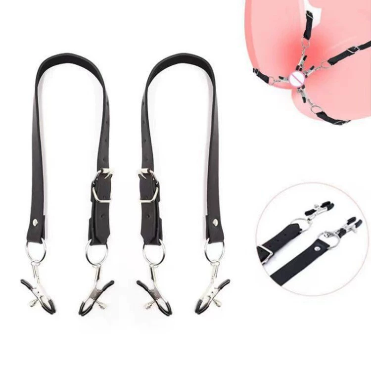 SM-зажим для бедра и влагалища из кожи для взрослых, регулируемый, для мастеров и рабов, зажим для клитора, флирт, сексуальные товары, уход за сексуальным здоровьем