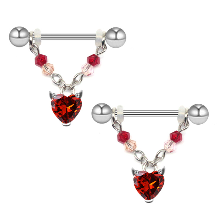 1 Piece Fashion Heart Shape Spider Stainless Steel Copper Plating Zircon Nipple Ring display picture 3