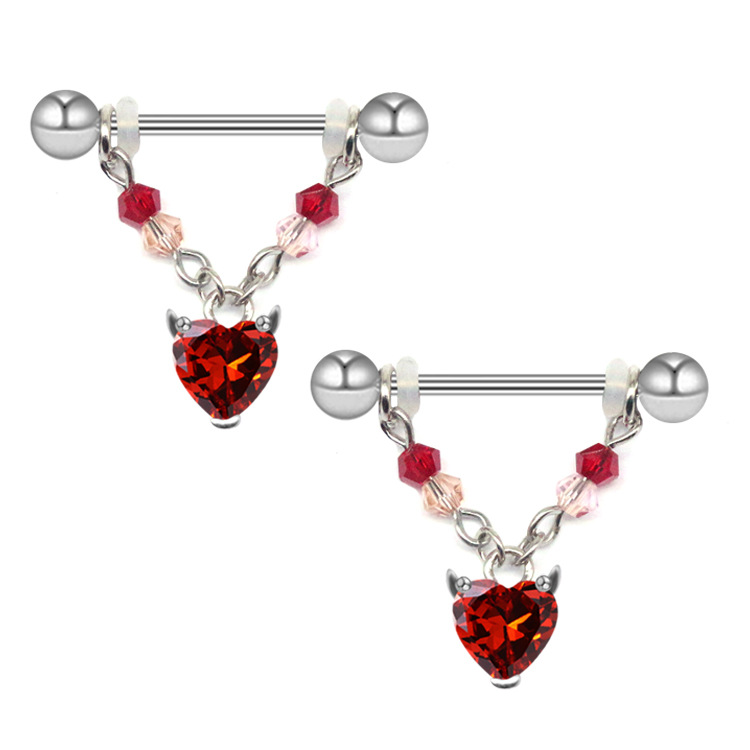 Nipple Rings & Studs Piercing Type 1 Piece Quantity 1 Piece Nipple Rings & Studs Fashion Heart Shape Spider Stainless Steel Copper Plating Zircon