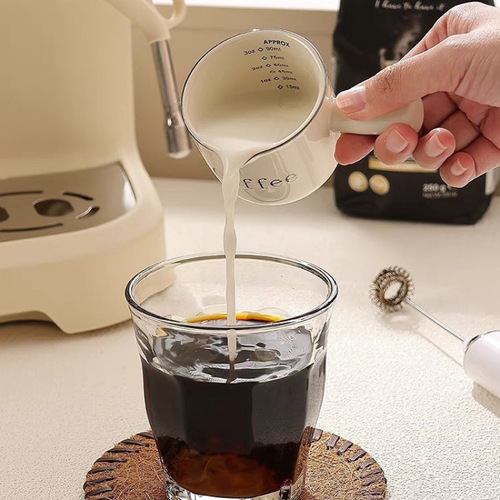 Highly stylish Italian-style espresso cup with measurements, crafted from premium, delicate ceramic—perfect for precise coffee brewing and serving.