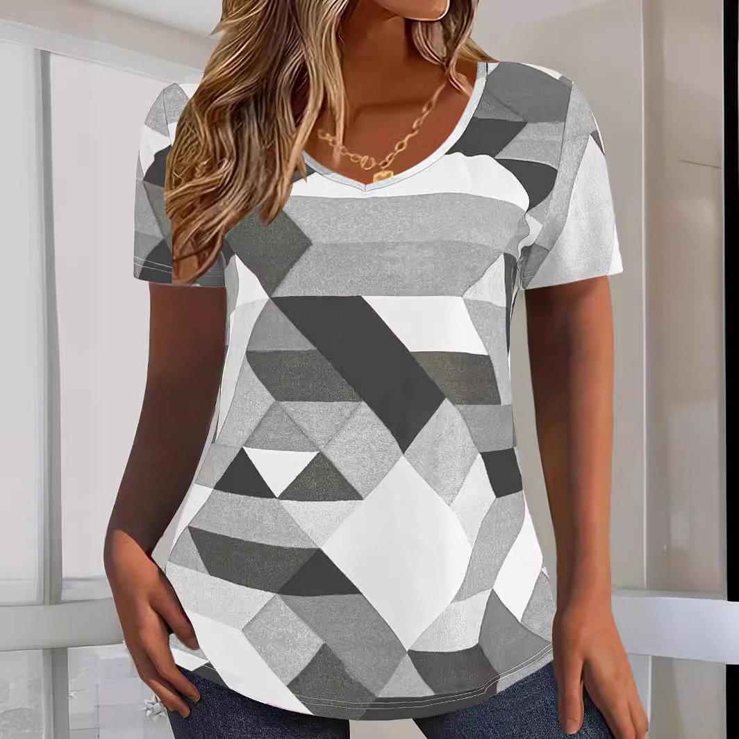 Vibrant 3d Print Round Neck T-Shirt For Women, Soft Polyester Casual Tee, Loose Fit Short Sleeve Top For Daily Wear_ecoleips.com