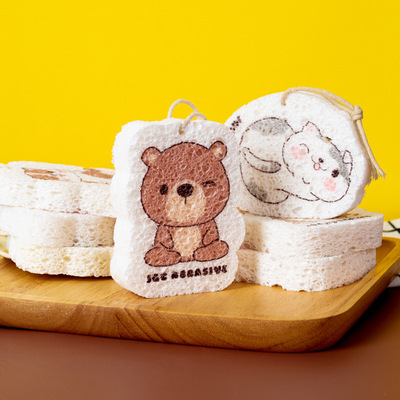 压缩洗碗木浆棉厨房吸水魔力擦洗锅海绵卡通耐用神器百洁布清洁刷