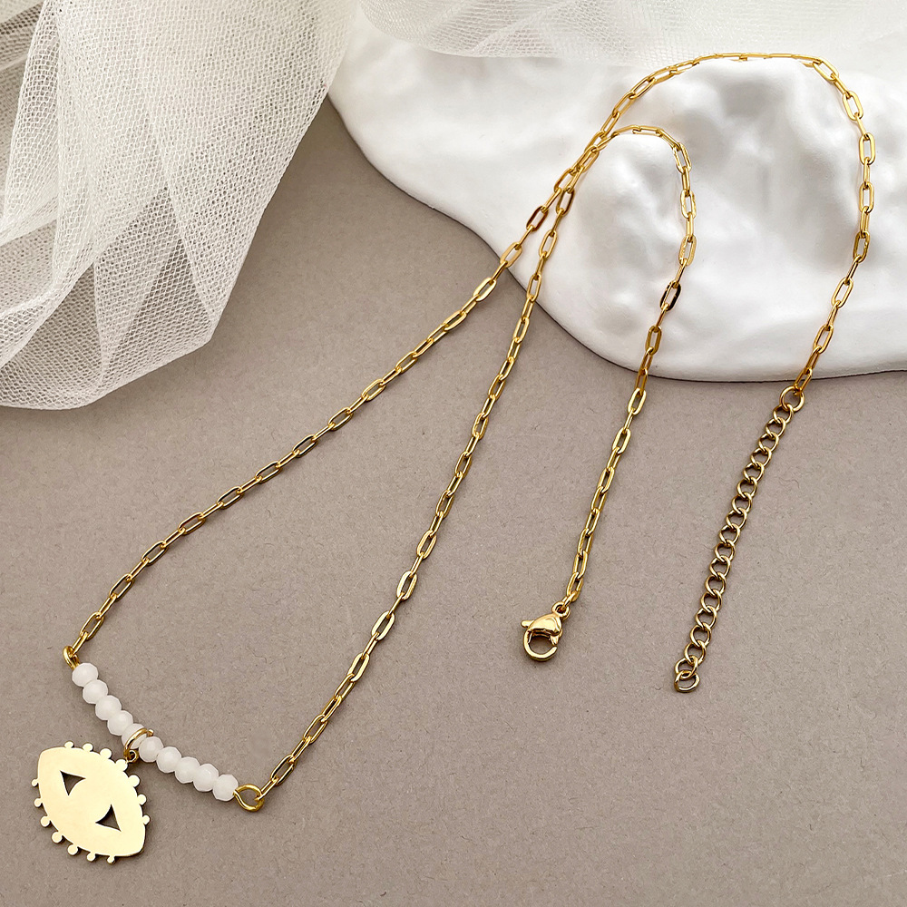 Fashion Devilu0027S Eye Stainless Steel Titanium Steel Beaded Enamel Plating Pendant Necklace 1 Piec