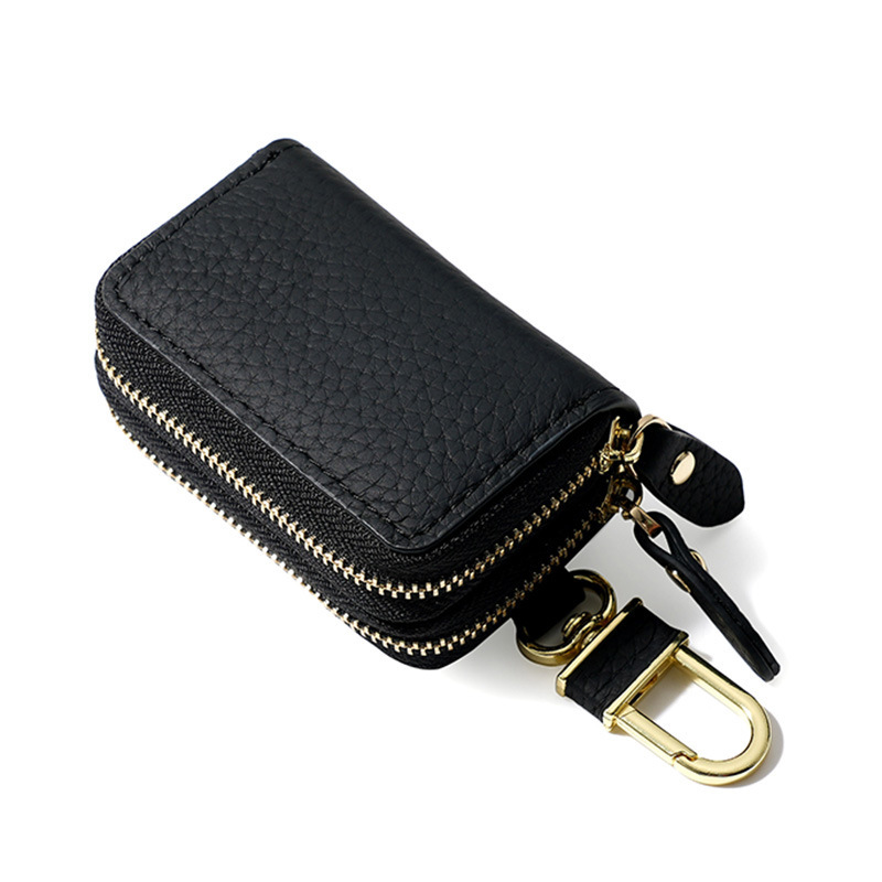 New double-layer key bag leather car key cover men's and women's first layer cowhide key bag copper hardware key chain