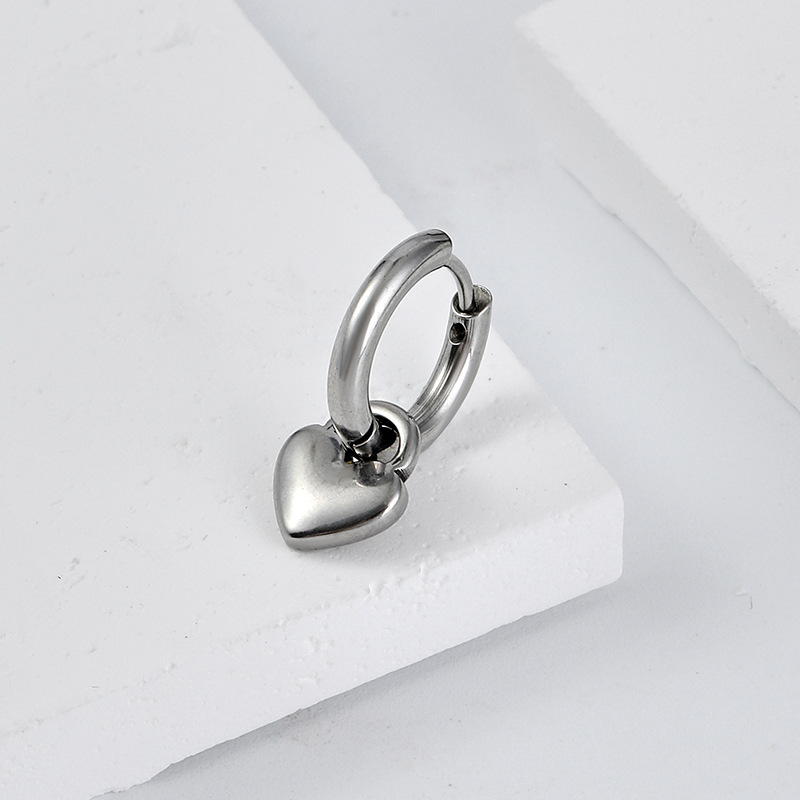 Fashion Heart Shape Stainless Steel Drop Earrings 1 Piece