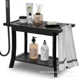 跨境木质浴室凳浴缸边肥皂淋浴洗漱用品收纳架洗澡淋浴凳换鞋凳