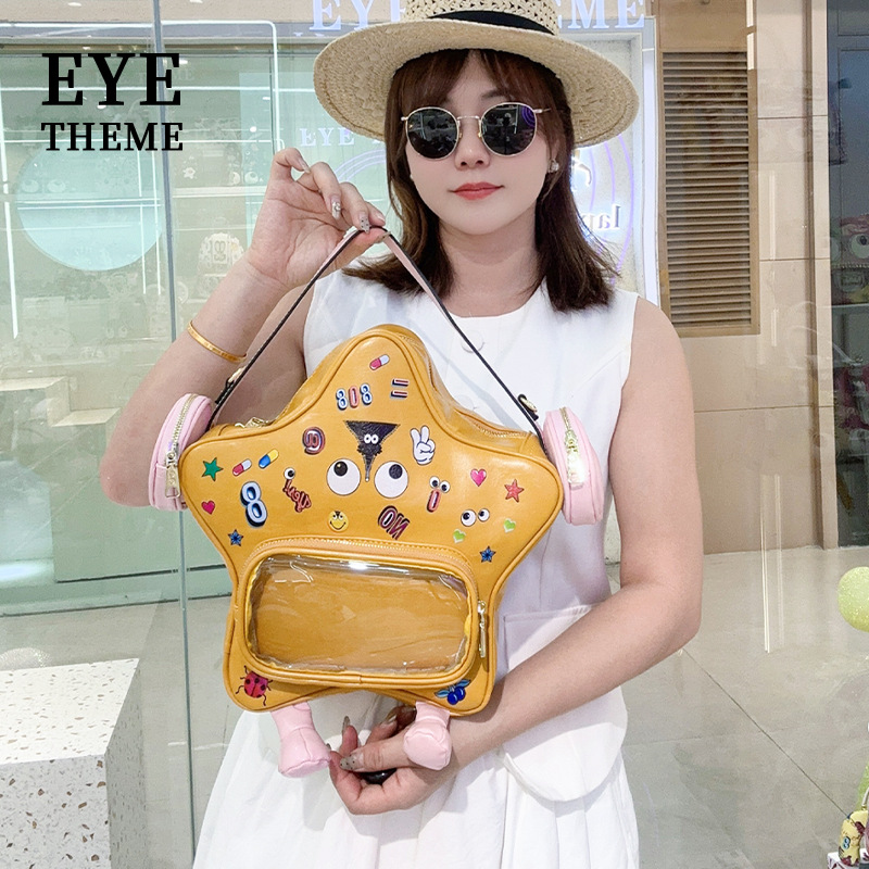 Tendencia 2025 hombres y mujeres a través de la impresión de mano extraña bolsos de hombro de gran capacidad para viajar estudiantes 2751 #