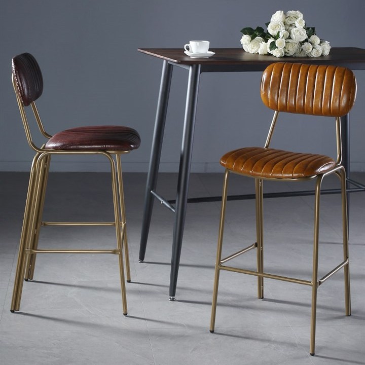 American-Style Creative Coffee Shop Bar Stools, Retro Casual Restaurant Bar Stools, Simple High-Legged Wrought Iron Bar Chairs