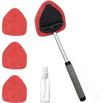 Brushes, Factory Wholesale Telescopic Pole: Car cleaning tools - 1-set-five-sided-sponge-telescopic-pole-4-red-cloth-covers-spray-bottle