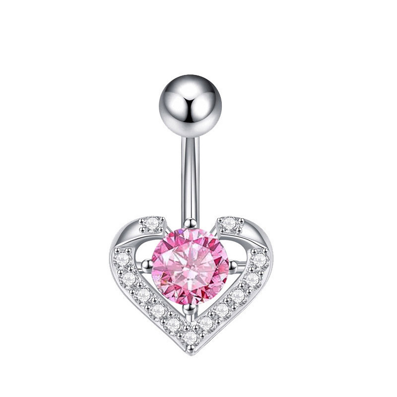 Belly Button Ring Mit Zirkonia Herz-anhänger Piercing Schmuck_voghion.com