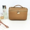 Low bucket mocha brown cosmetic bag