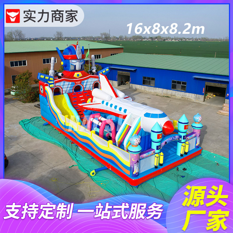 Plaza para niños al aire libre fábrica de trampolino infláble cama grande al aire libre castillo traviesos deslizante infláble castillo infláble