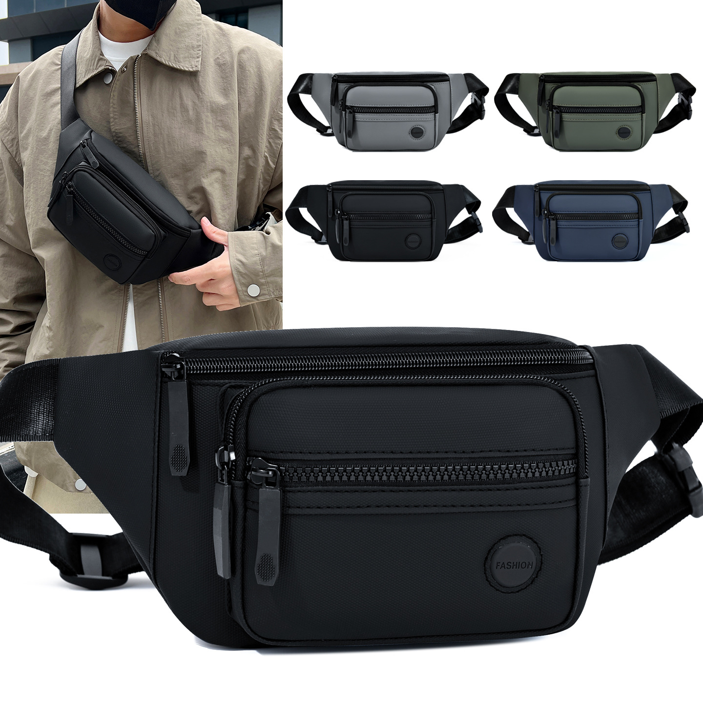 2026 New Model Men's Waist Bag, Multi-Functional, Waterproof, Wear-Resistant, Large Capacity, Suitable for Business, Work on Construction Sites, Sports, and as a Phone Wallet