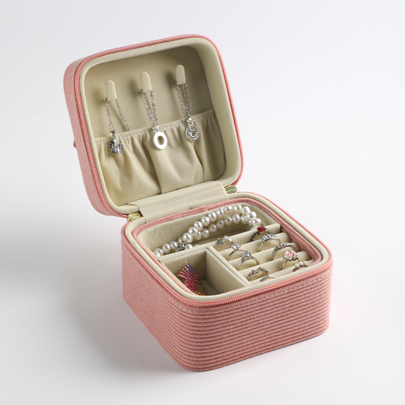 Caja de joyería portátil de melee de alta calidad, bolsa de maquillaje de viaje de gran capacidad, joyería lápiz labial, caja de almacenamiento con cremallera portátil
