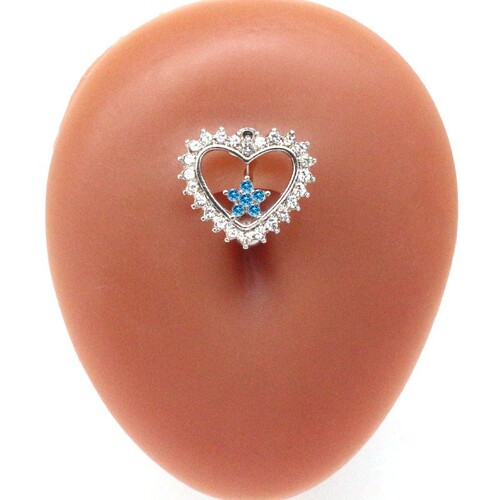 Gaibei European and American cross-border heart-shaped navel ring, navel nail, inverted flower navel ring, body piercing jewelry
