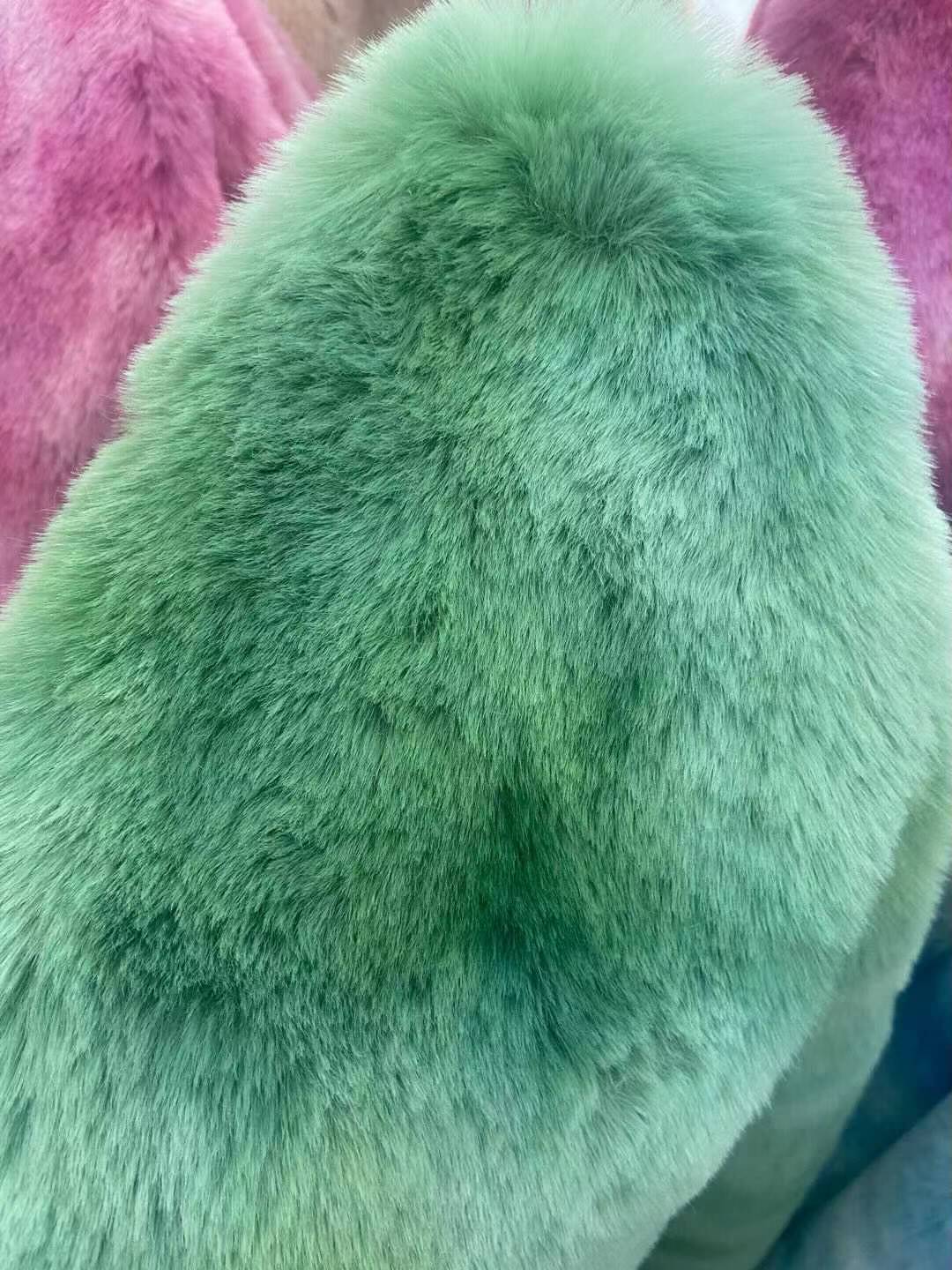 1200 gramos de tela de lana de conejo teñida 20MM siete arco iris tela de lana de conejo de ropa zapatos sombreros bufandas