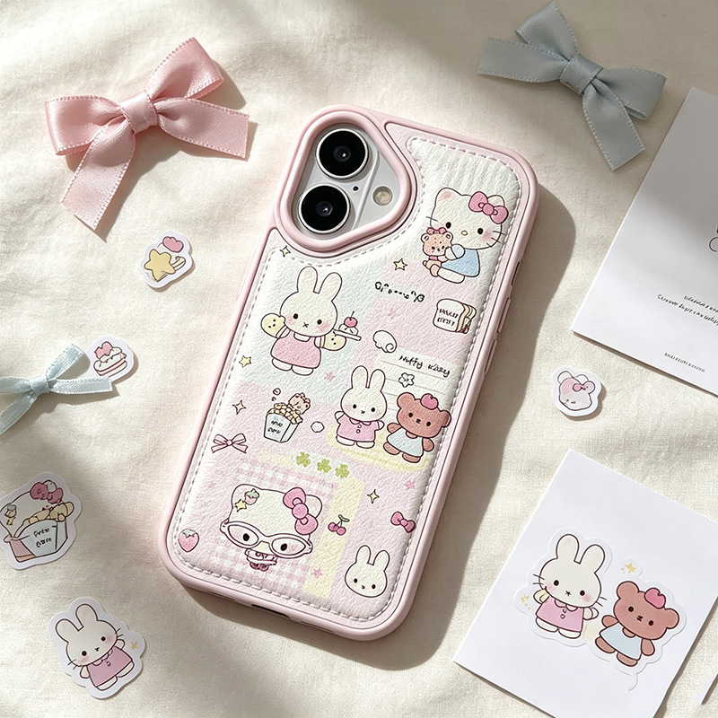 Cartoon Kity Apple 17PROMAX Leather Large Hole Bulge Simple 16P 13 15 High-Value Phone Case Cartoon Kity Apple 17PROMAX Leather Large Hole Bulge Simple 16P 13 15 High-Value Phone Case