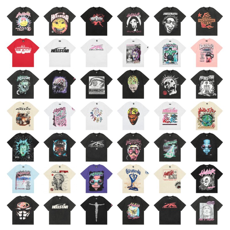 American Trend Hell Ins Same Style Retro Star Digital Top Men's and Women's Casual Trendy Pure Cotton Washed Short-Sleeved T-Shirt